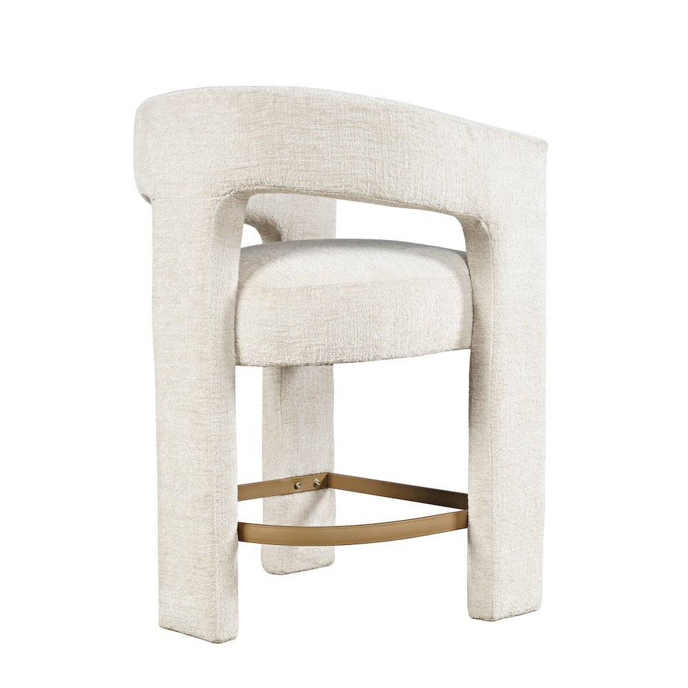 Gwen Modern Luxury Jacquard Fabric Sculpture Counter Stool - Set of 2