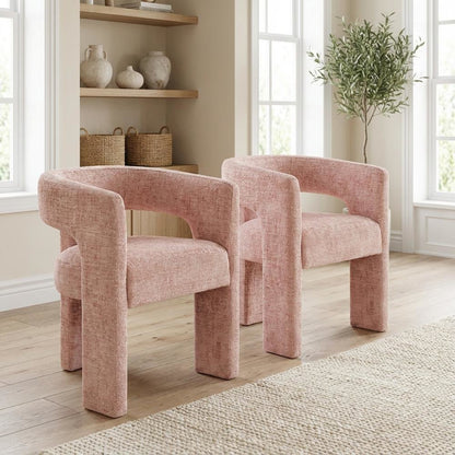 Gwen Modern Luxury Jacquard Fabric Sculpture Armchair - Set of 4