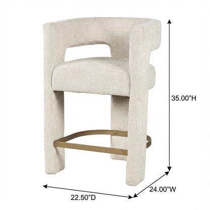 Gwen Modern Luxury Jacquard Fabric Sculpture Counter Stool - Set of 2