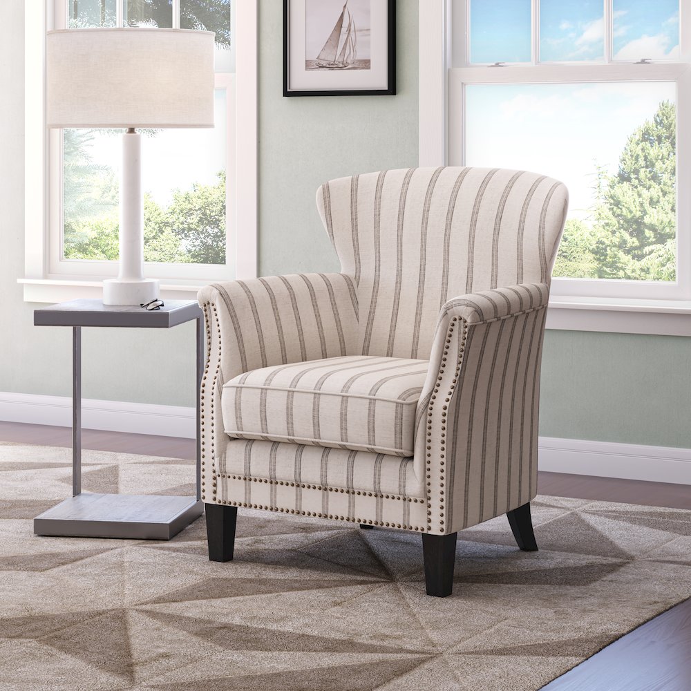 Layla Classic Upholstered Accent Chair with Nailhead Trim