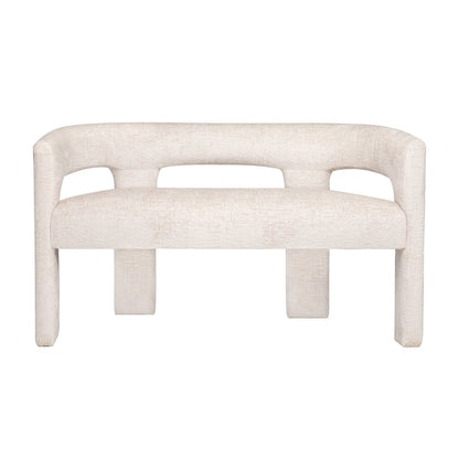 Elegant Brown Upholstered Sculpture Bench with Jacquard Fabric and Plywood Frame