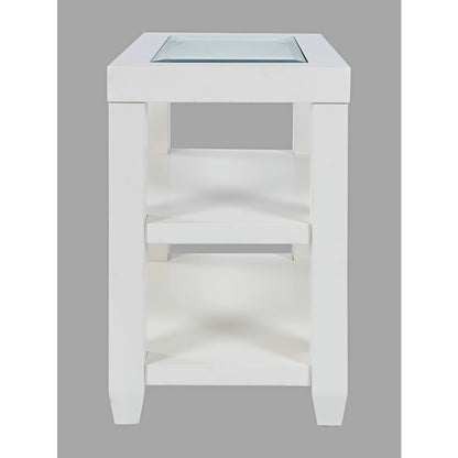 Urban Icon Contemporary Glass Inlay Chair Side End Table with Storage