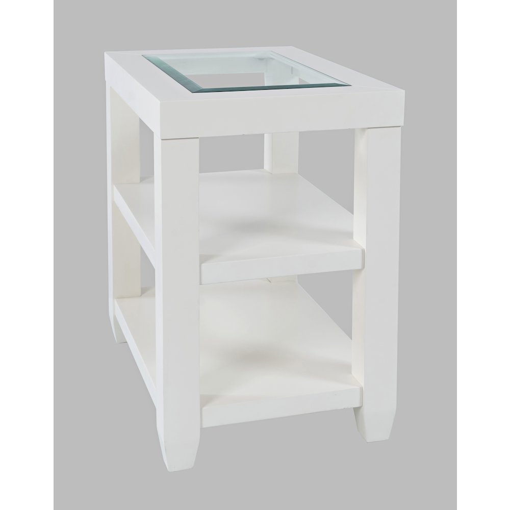 Urban Icon Contemporary Glass Inlay Chair Side End Table with Storage
