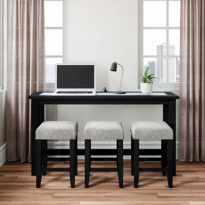 Contemporary 4 Piece Counter Height 66" Dining Table Set with USB Charging