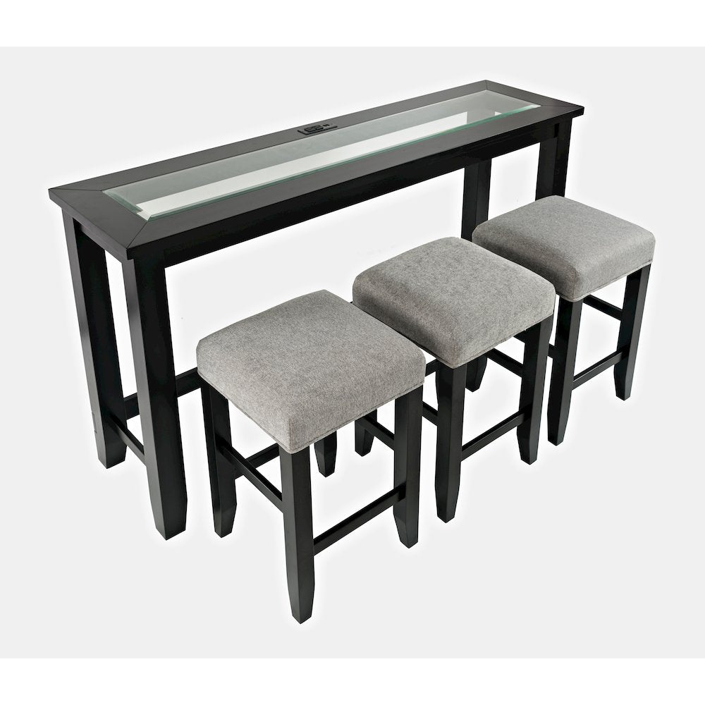 Contemporary 4 Piece Counter Height 66" Dining Table Set with USB Charging