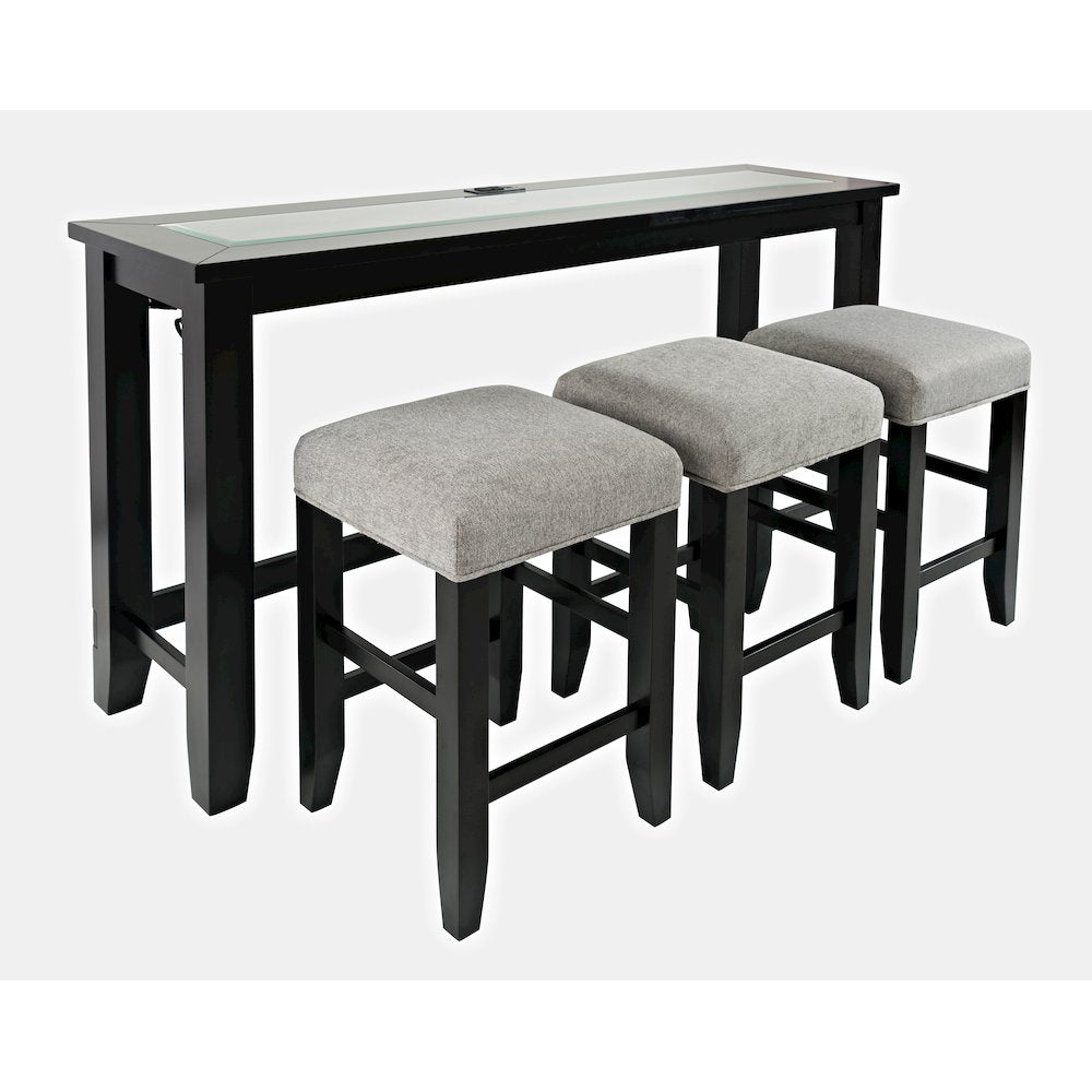Contemporary 4 Piece Counter Height 66" Dining Table Set with USB Charging