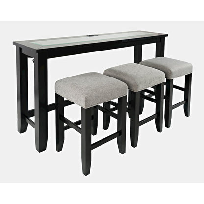 Contemporary 4 Piece Counter Height 66" Dining Table Set with USB Charging