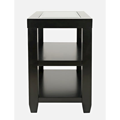 Urban Icon Contemporary Glass Inlay Chair Side End Table with Storage