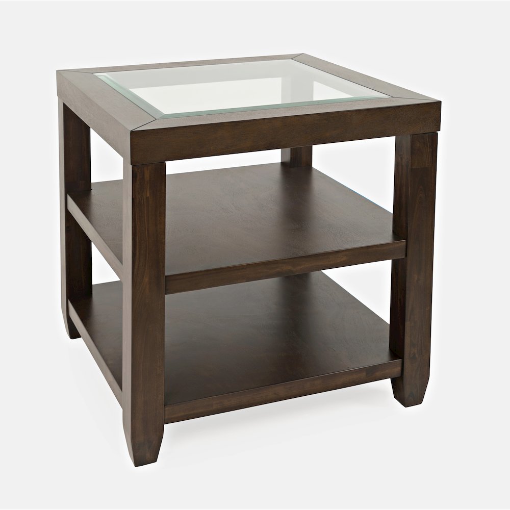 Urban Icon Contemporary Glass Inlay End Table with Storage