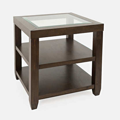 Urban Icon Contemporary Glass Inlay End Table with Storage