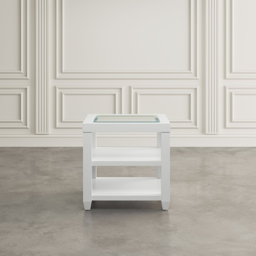 Urban Icon Contemporary Glass Inlay End Table with Storage
