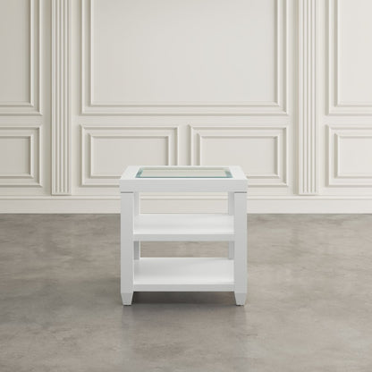 Urban Icon Contemporary Glass Inlay End Table with Storage