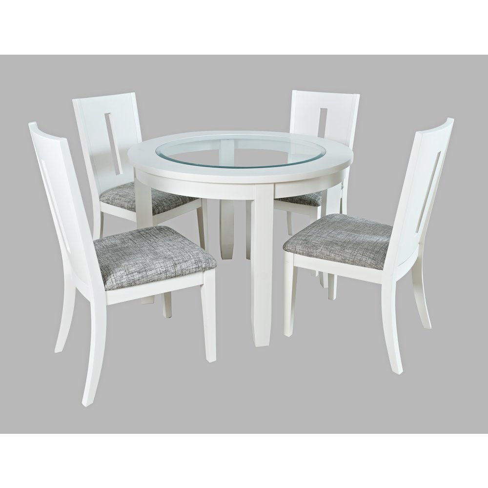 Urban Icon Contemporary 42" Round Five-Piece Dining Set with Upholstered Chairs