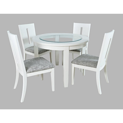 Urban Icon Contemporary 42" Round Five-Piece Dining Set with Upholstered Chairs