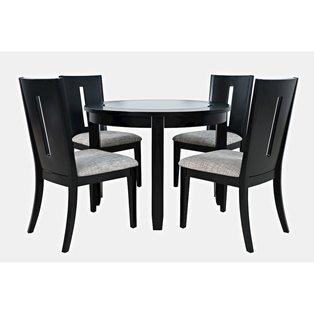 Urban Icon Contemporary 42" Round Five-Piece Dining Set with Upholstered Chairs