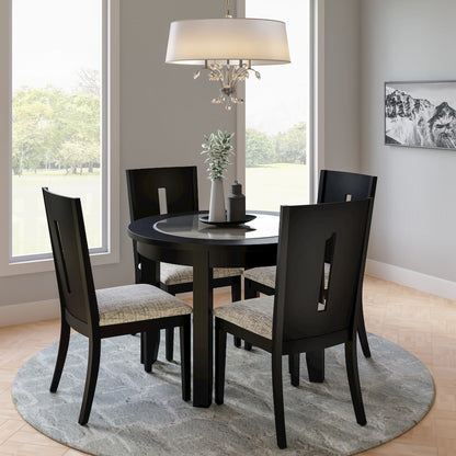 Urban Icon Contemporary 42" Round Glass Inlay Dining Table