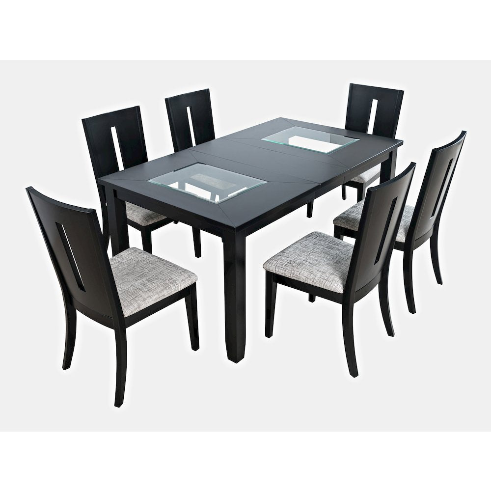 Urban Icon Contemporary 66" Seven-Piece Dining Set with Upholstered Chairs
