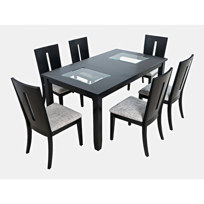 Urban Icon Contemporary 66" Seven-Piece Dining Set with Upholstered Chairs