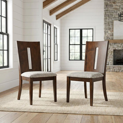 Contemporary Slotback Upholstered Dining Chairs, Merlot, Set of 2