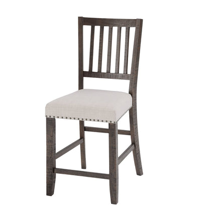 Willow Creek Distressed Slatback Upholstered Counter Stool (Set of 2)