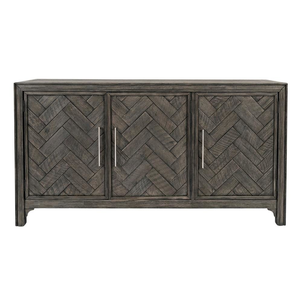 Mid-Century Modern Buffet Cabinet Sideboard with Adjustable Shelves, Platinum