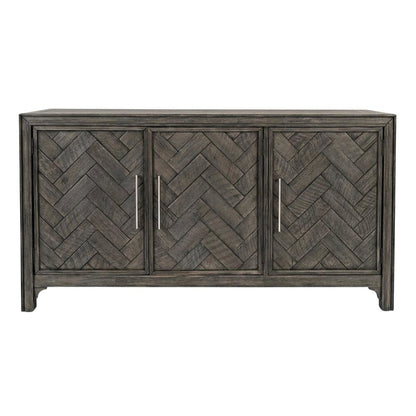 Mid-Century Modern Buffet Cabinet Sideboard with Adjustable Shelves, Platinum