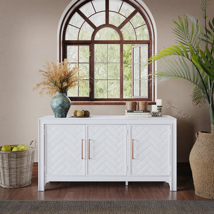 Gramercy Mid-Century Modern Chevron Three Door 60" Accent Cabinet