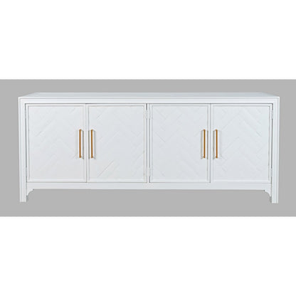 Gramercy Mid-Century Modern Chevron Four Door 79" Accent Cabinet