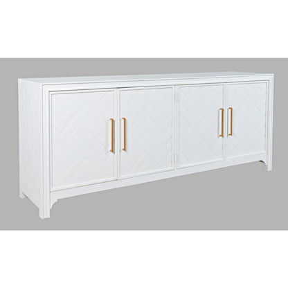 Gramercy Mid-Century Modern Chevron Four Door 79" Accent Cabinet
