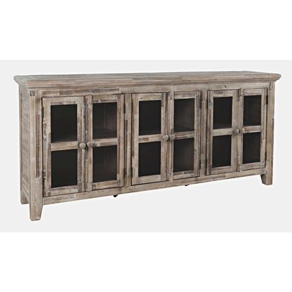 Rustic Shores 70" Coastal Distressed Acacia Six-Door Sideboard Cabinet