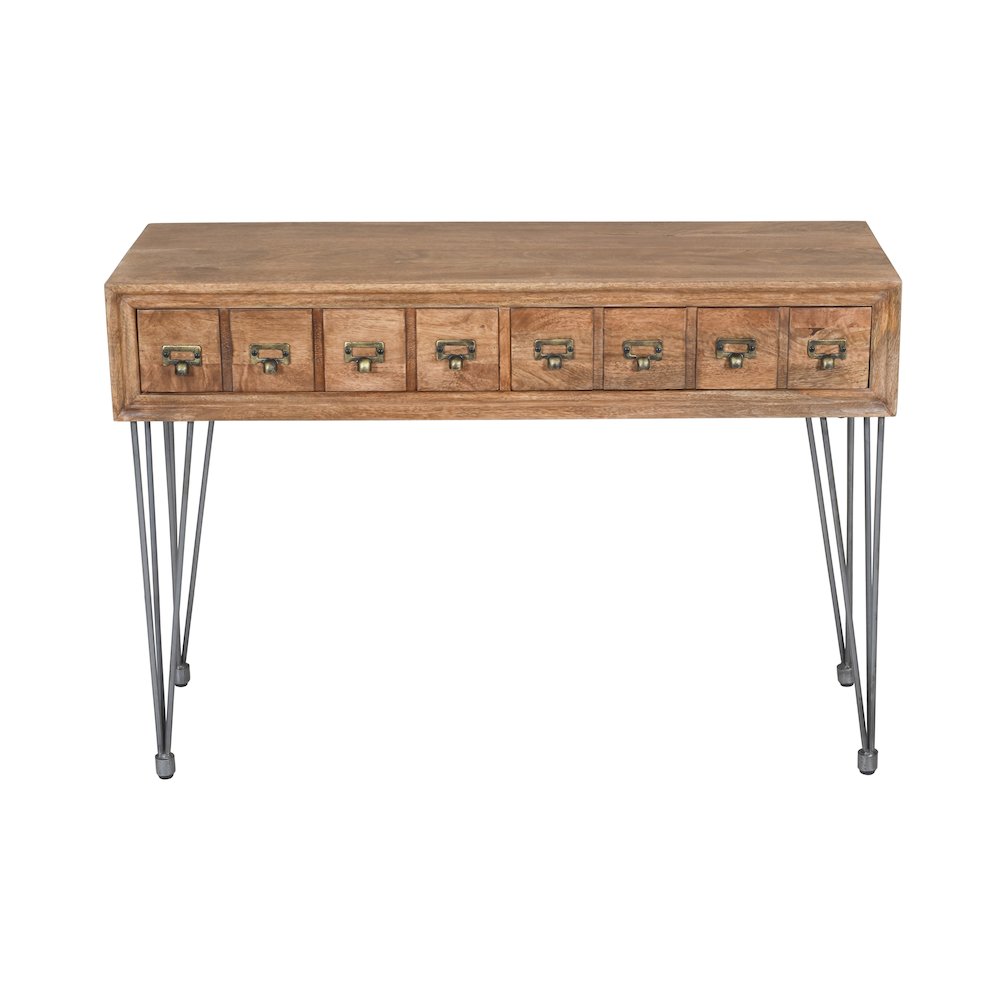American Vintage Solid Wood Sofa Table with Apothecary Drawers