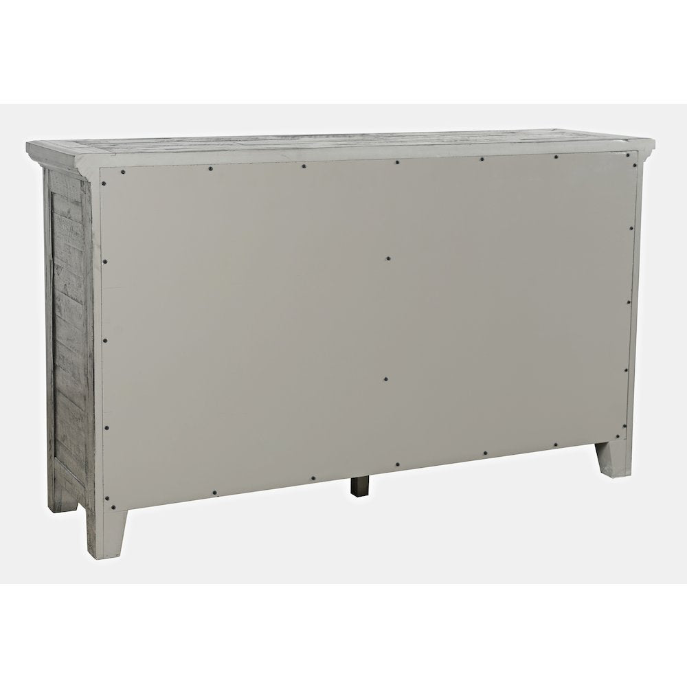 Rustic Shores 54" Coastal Distressed Acacia Four-Door Credenza Cabinet
