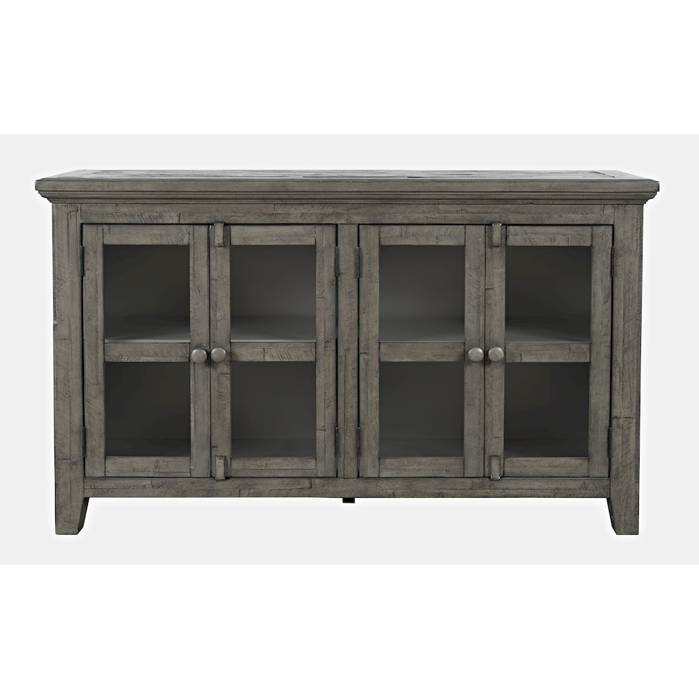 Rustic Shores 54" Coastal Distressed Acacia Four-Door Credenza Cabinet
