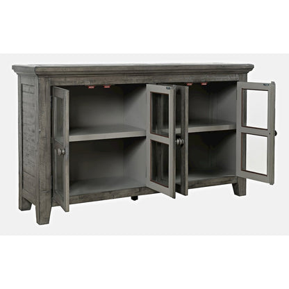 Rustic Shores 54" Coastal Distressed Acacia Four-Door Credenza Cabinet