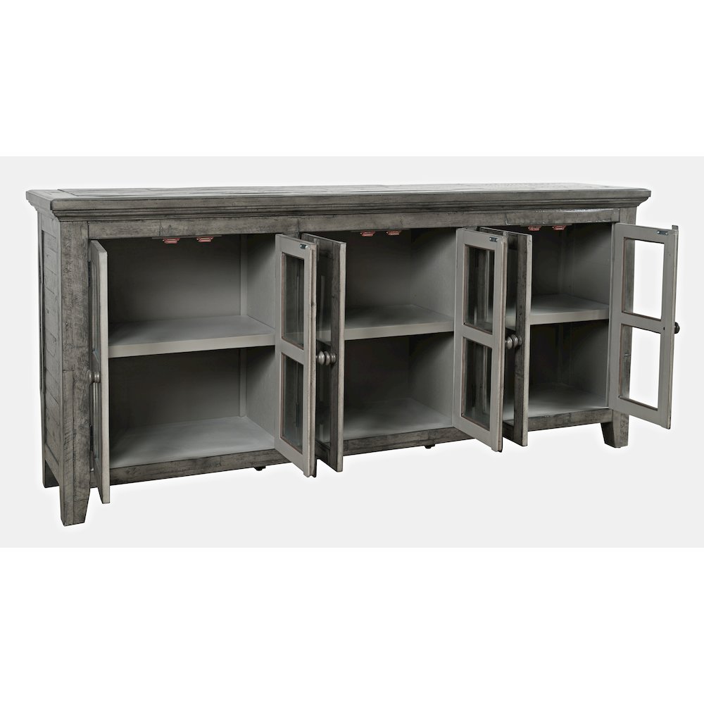Rustic Shores 70" Coastal Distressed Acacia Six-Door Sideboard Cabinet