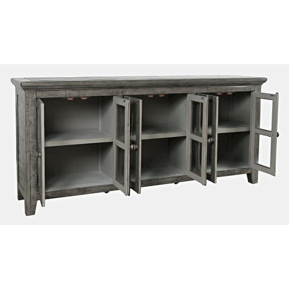 Rustic Shores 70" Coastal Distressed Acacia Six-Door Sideboard Cabinet