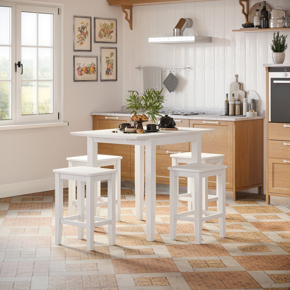 Eastern Tides Coastal Wire-Brushed Wood Backless Counter Barstool (Set of 2)
