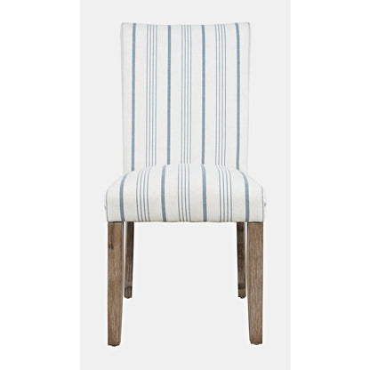 Eastern Tides Coastal Wire-Brushed Wood Three Piece Upholstered Dining Set