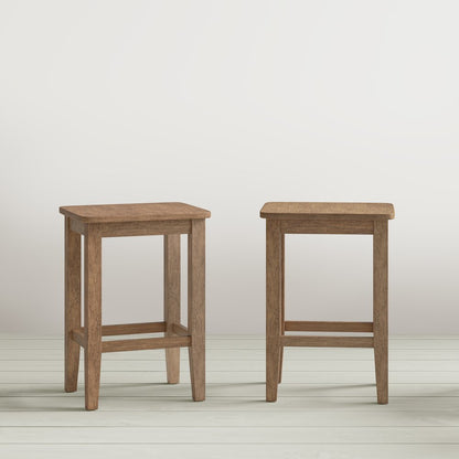 Eastern Tides Coastal Wire-Brushed Wood Backless Counter Barstool (Set of 2)