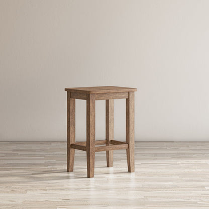 Eastern Tides Coastal Wire-Brushed Wood Backless Counter Barstool (Set of 2)