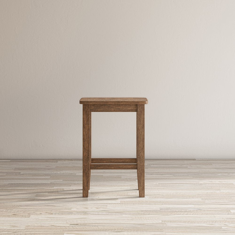 Eastern Tides Coastal Wire-Brushed Wood Backless Counter Barstool (Set of 2)