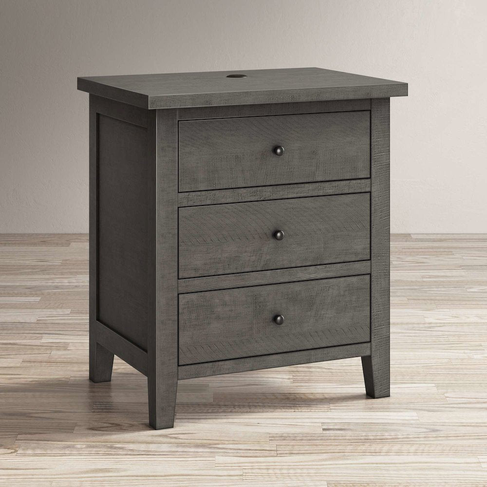 Maxton Contemporary Coastal Distressed Wood USB Charging Nightstand