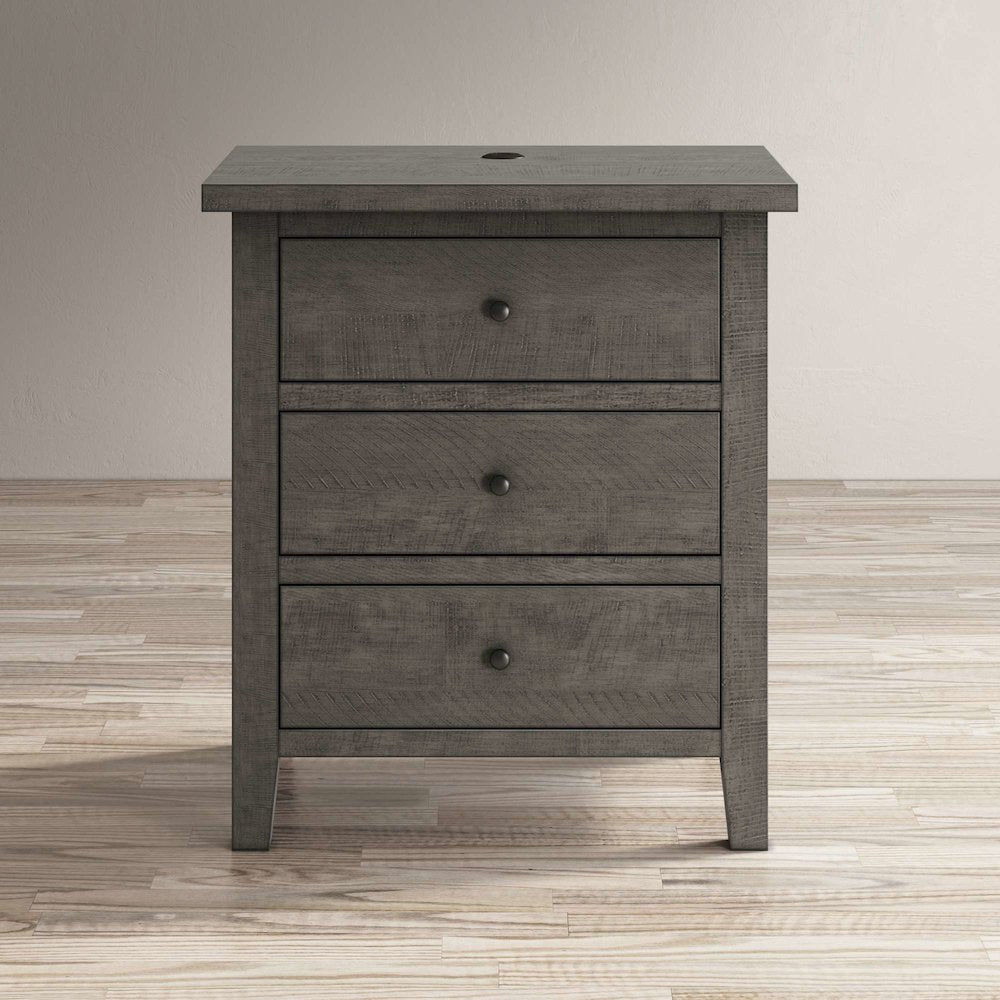 Maxton Contemporary Coastal Distressed Wood USB Charging Nightstand