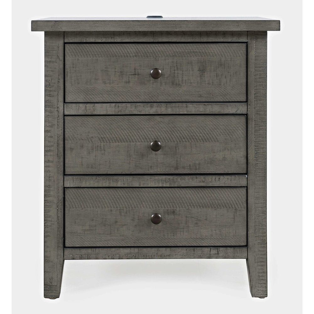 Maxton Contemporary Coastal Distressed Wood USB Charging Nightstand