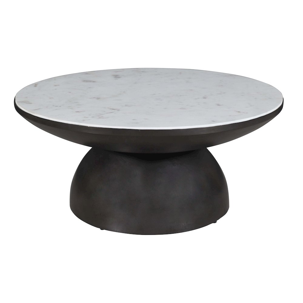 Circularity Modern Luxury Marble and Iron 35" Round Pedestal Coffee Table