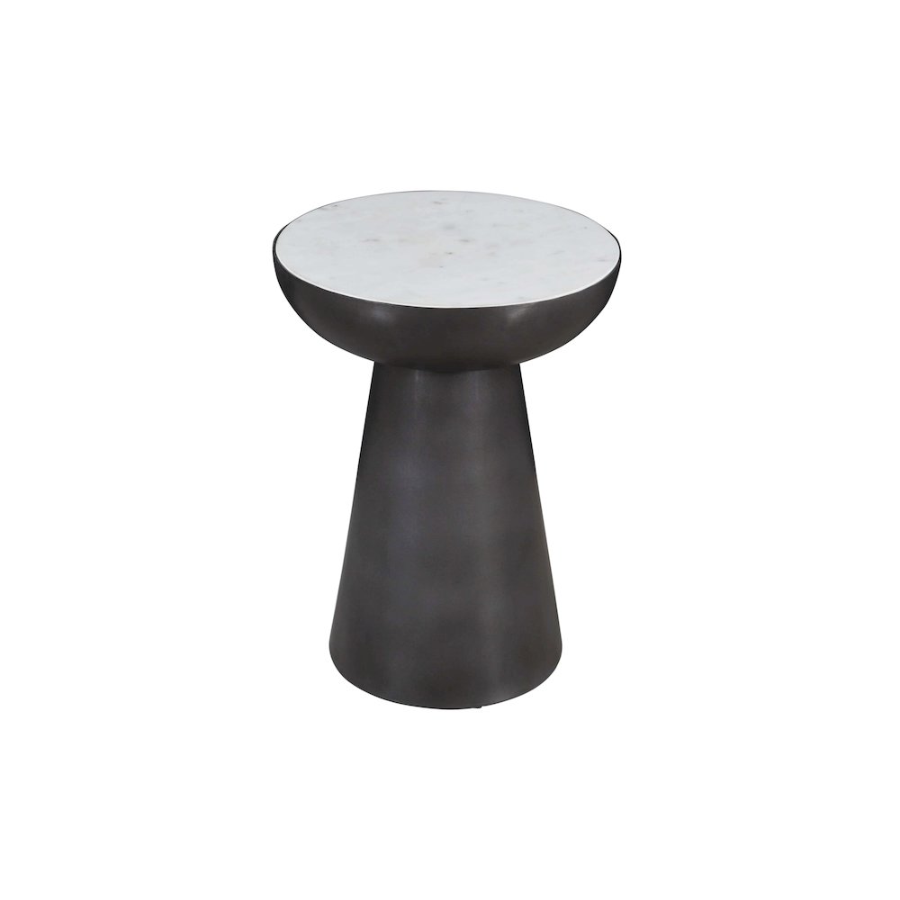 Circularity Modern Luxury Marble and Iron 15" Round Pedestal Chairside End Table