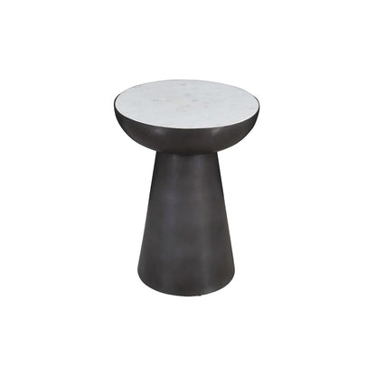 Circularity Modern Luxury Marble and Iron 15" Round Pedestal Chairside End Table