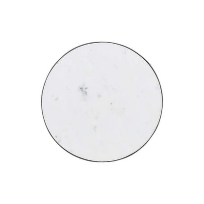 Circularity Modern Luxury Marble and Iron 15" Round Pedestal Chairside End Table