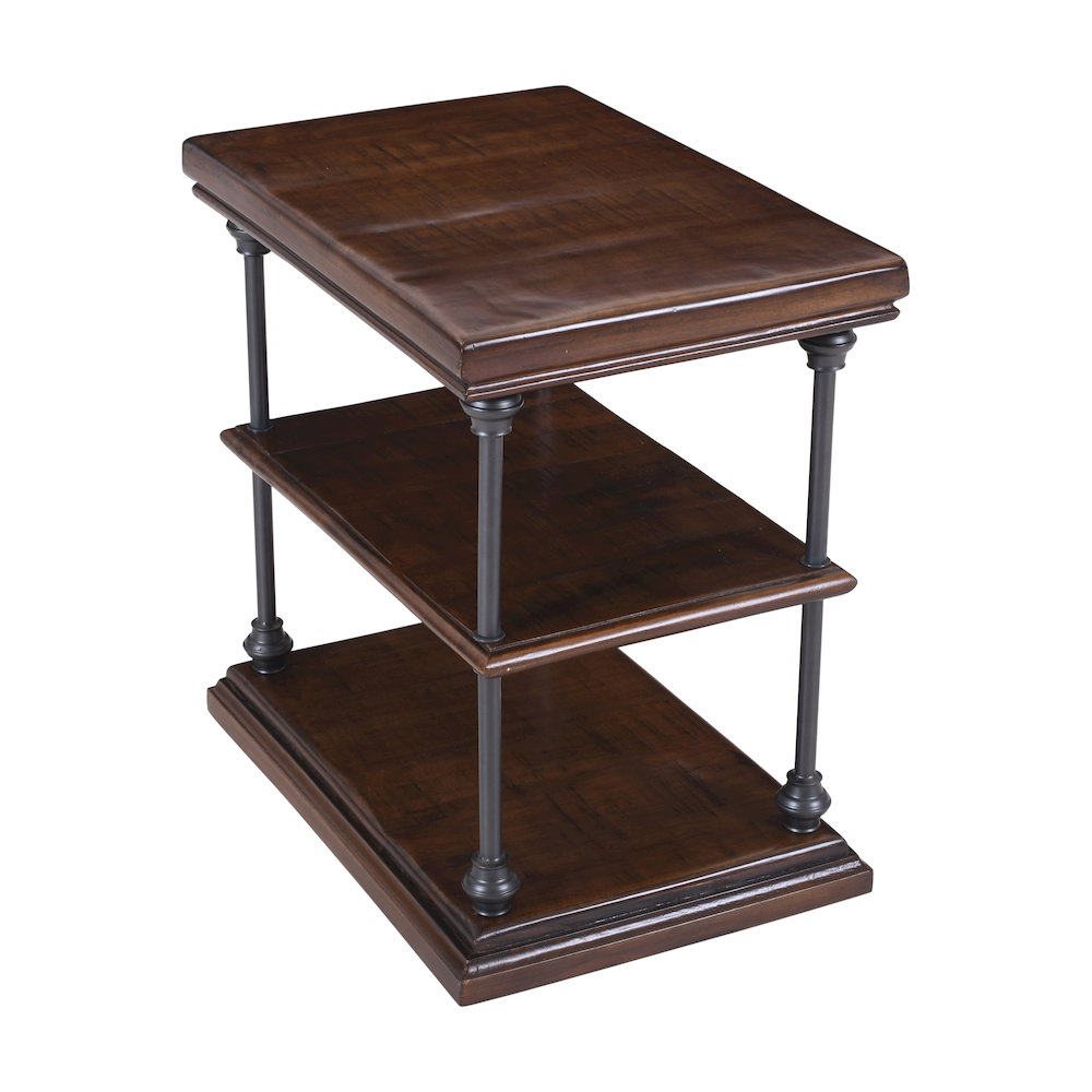 Larson Modern Industrial Solid Wood Chairside End Table with Storage