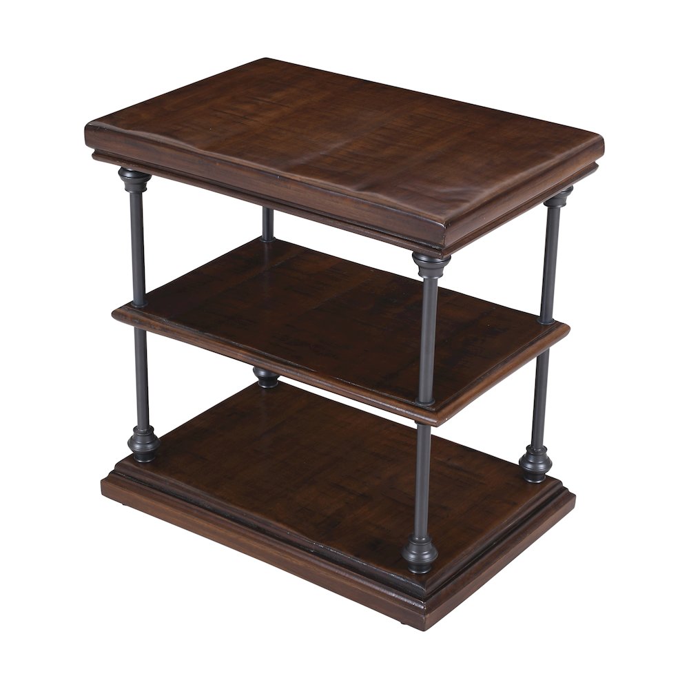 Larson Modern Industrial Solid Wood Chairside End Table with Storage